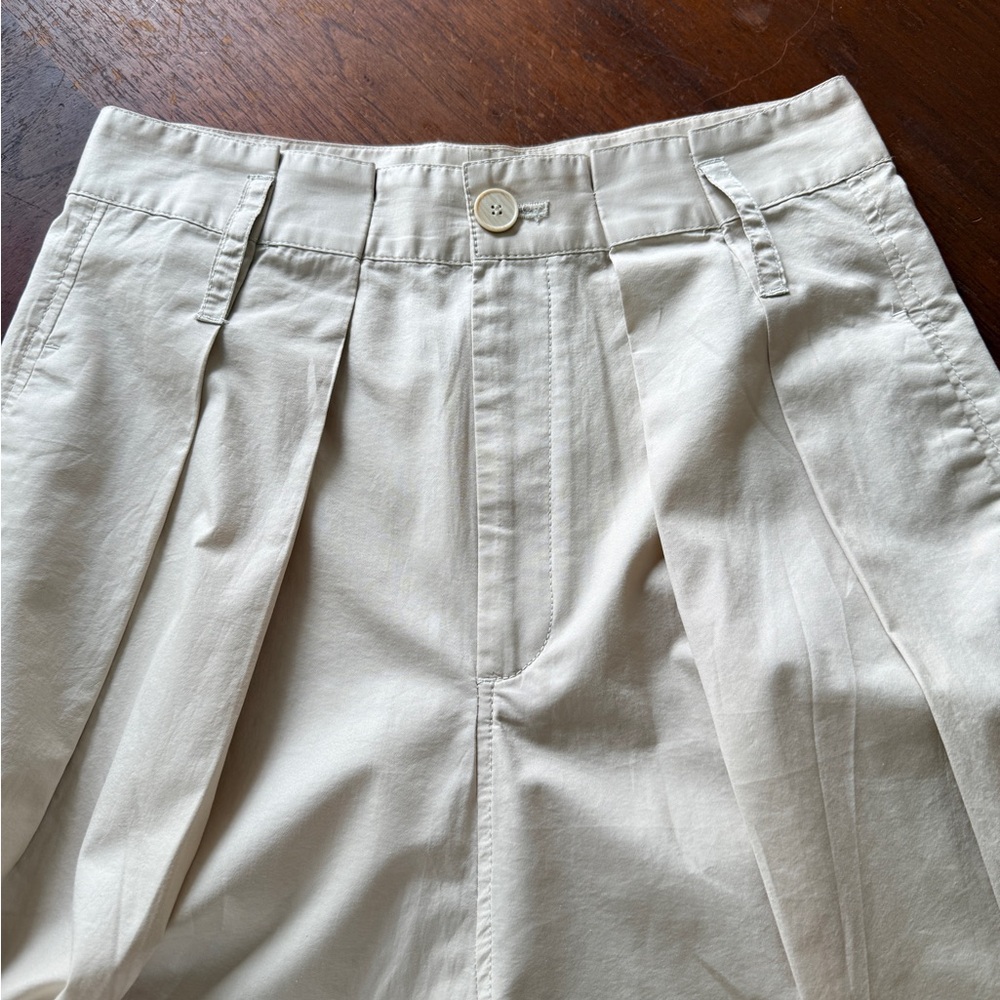 Zara Cotton Lightweight High Ride Wide Leg Pleated Trousers Pants sz Small - Picture 4 of 9
